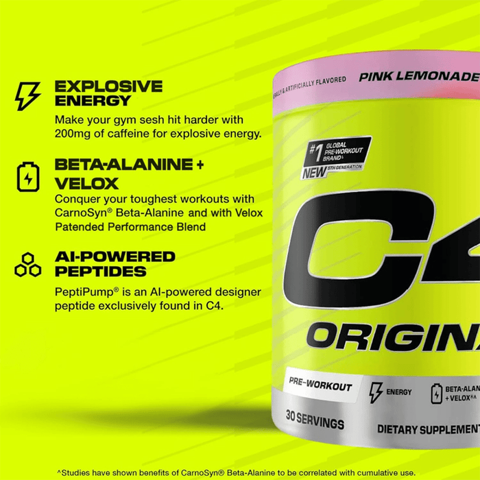 C4 Original Pre Workout Powder Pink Lemonade Flavor – 30 Servings - Beauty Tribe
