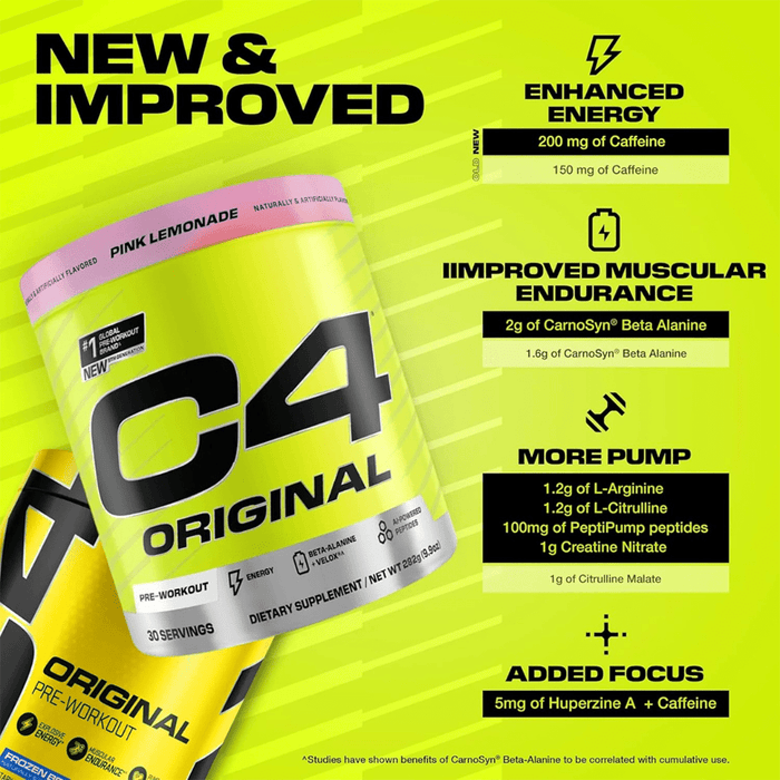 C4 Original Pre Workout Powder Pink Lemonade Flavor – 30 Servings - Beauty Tribe