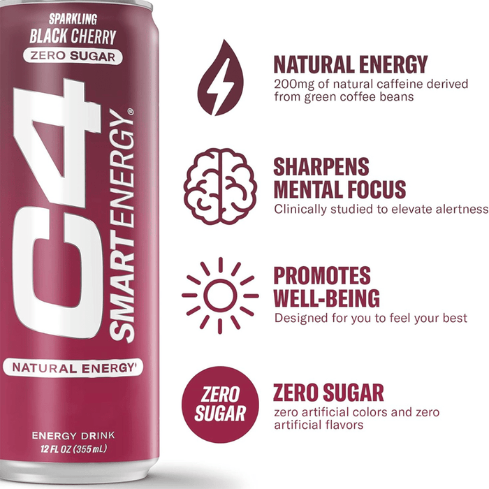 C4 Pre Workout Energy Drink Black Cherry Flavor - Beauty Tribe