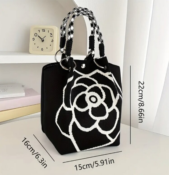 Camellia Beige Knitted Casual Tote Bag