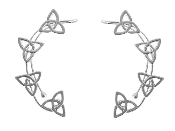 Cascading Eternity Silver Elf Ear Cuffs front view no piercing design