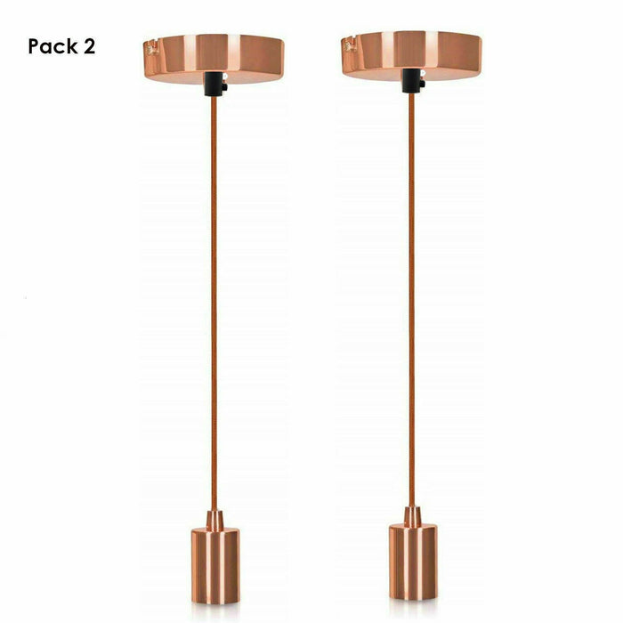 Ceiling Rose E27 Screw 2 Pendant Light Fabric Flex Lamp Holder~2486