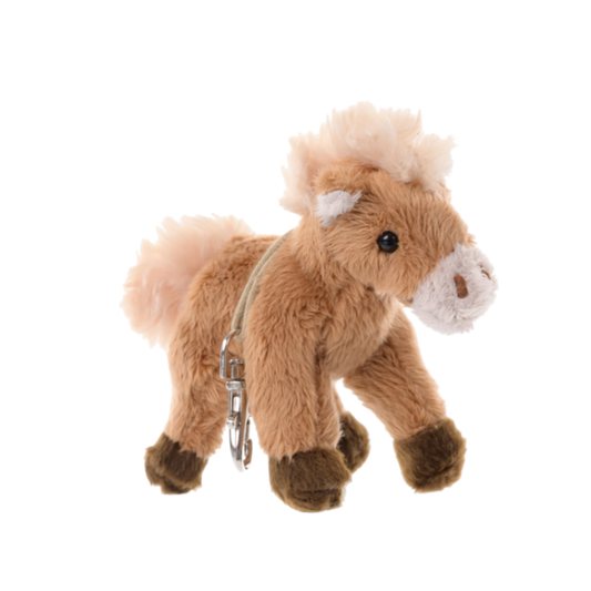 pony bag charm, horse keychain, Bukowski Bears Sweden, chocolate plush pony, equestrian gift idea, cute animal key ring, soft horse charm, fuzzy pony accessory, mini plush toy, gift for horse lovers