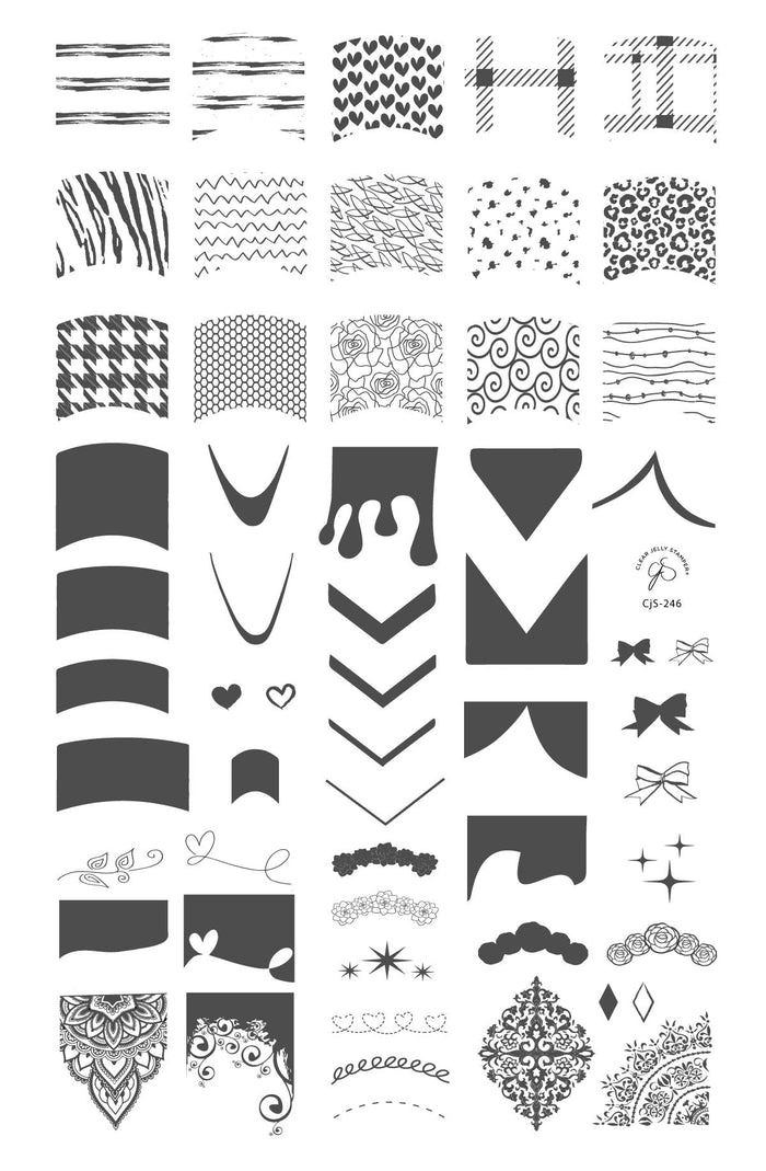 CjS-246 French Mani Maxi | Clear Jelly Stamping Plate