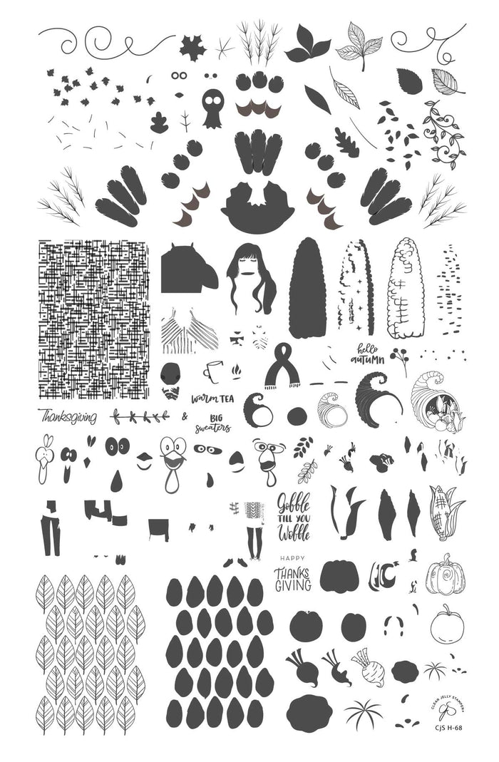 CjSH-068 Gobble Till You Wobble |  Clear Jelly Stamping Plate