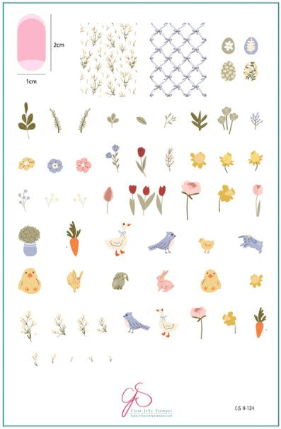 CjSH-134  Easter Meadow  |  Steel Nail Art Stamping Plate