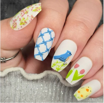 CjSH-134  Easter Meadow  |  Steel Nail Art Stamping Plate