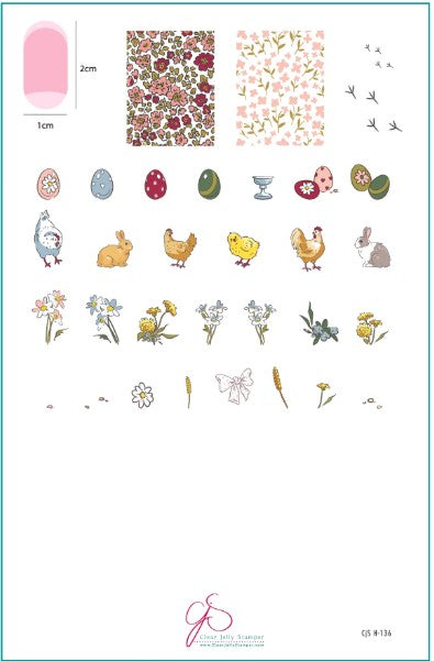 CjSH-136 Easter on the Prairie  |  Steel Nail Art Stamping Plate