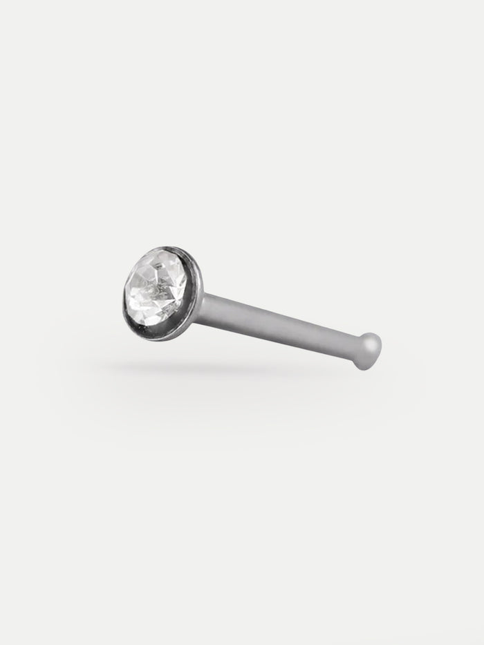Clear Gem Nose Bone 22G | Steel-Image 1