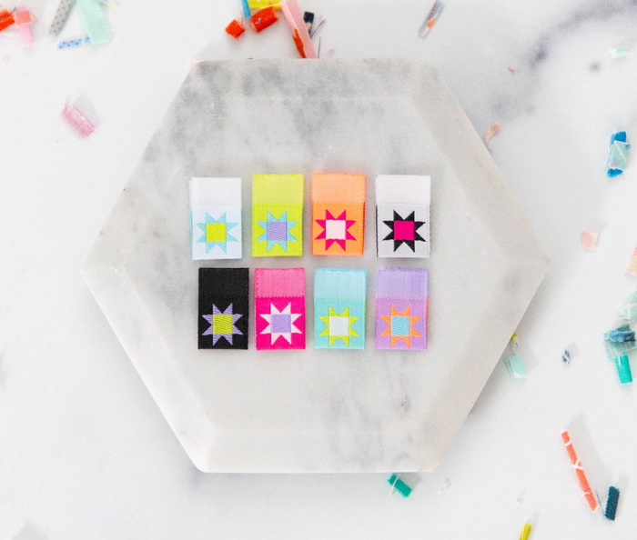 Colorful Sawtooth Stars- Sew in Labels