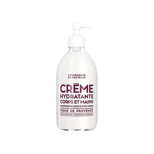 Bottle of Compagnie de Provence hand and body lotion on a white background