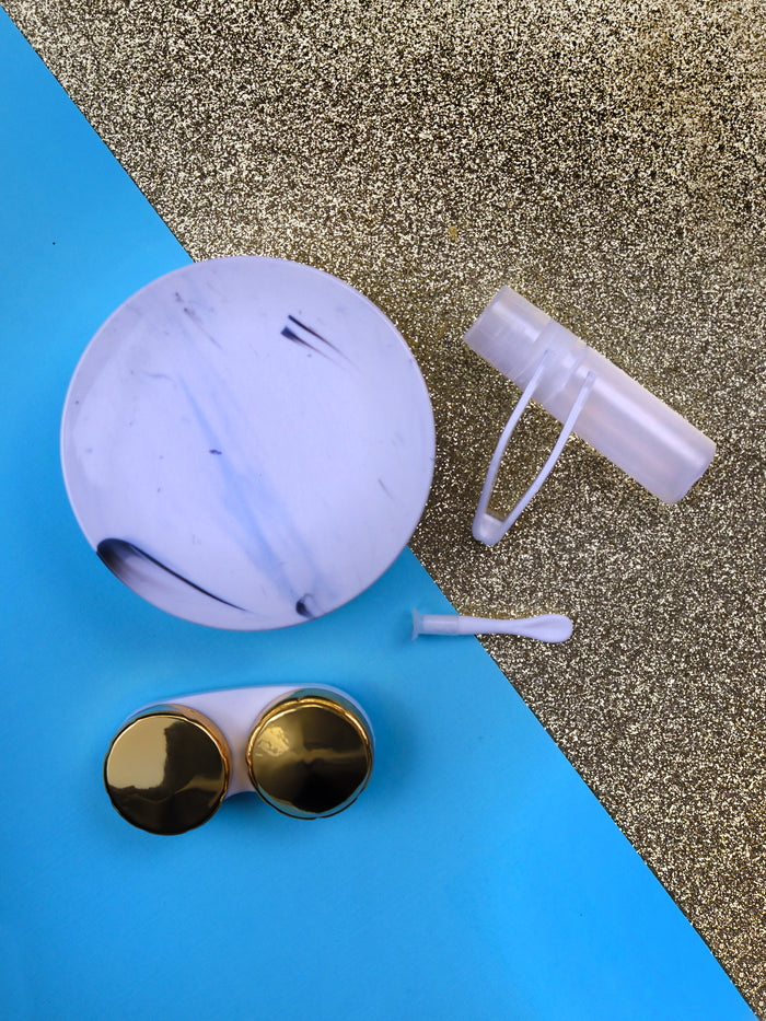 Contact Lens Case - Marble Look | Gold-Image 1