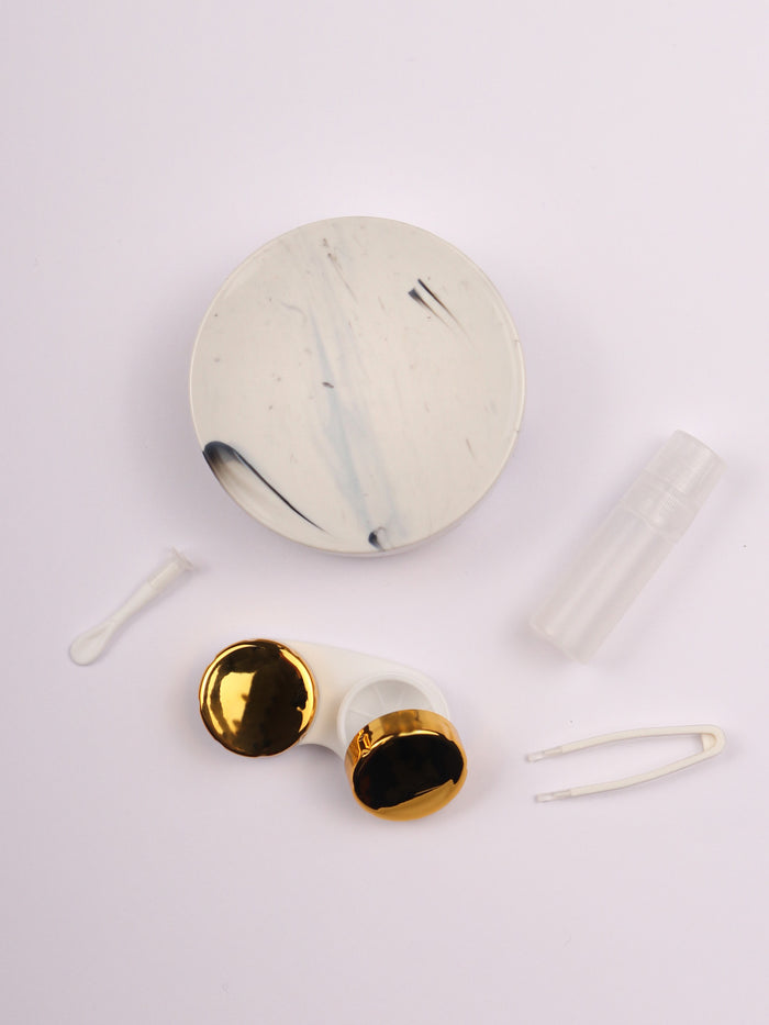 Contact Lens Case - Marble Look | Gold-Image 3