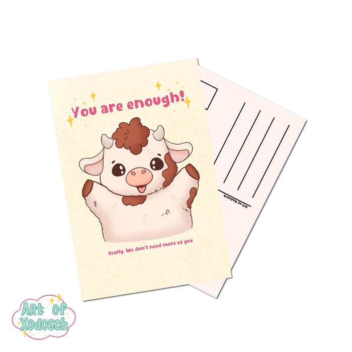 cow you are enough postcard