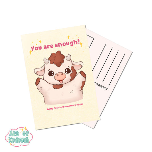 cow you are enough postcard