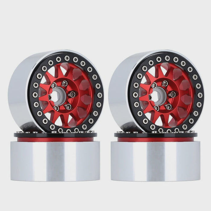 CRAW18239_07RD INJORA 4PCS 1.9" 12-spoke Metal Beadlock Wheel Rims for 1/10 RC Crawler