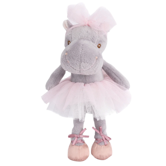 ballerina hippo plush, Cute Rafaella stuffed animal, hippo in tutu toy, small ballerina plush, dance-themed stuffed animal, 6 inch hippo plush toy, ballet hippo toy for kids, soft hippo doll, Bukowski ballerina plush, snuggly hippo stuffed animal