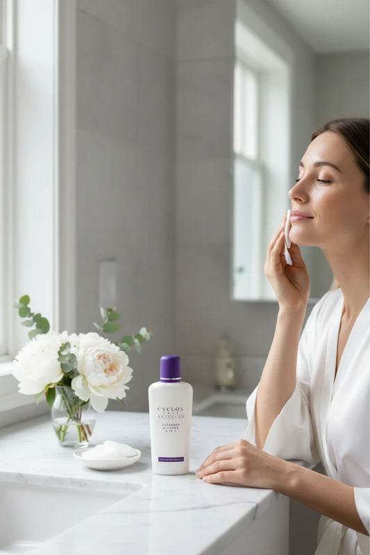 This combined cleanser and toner is a unique development in skincare. The delicate cleanser removes make-up and impurities, whilst the gentle toner refreshes the skin. Buy from Salonservdirect, Leicester LE5 5LD