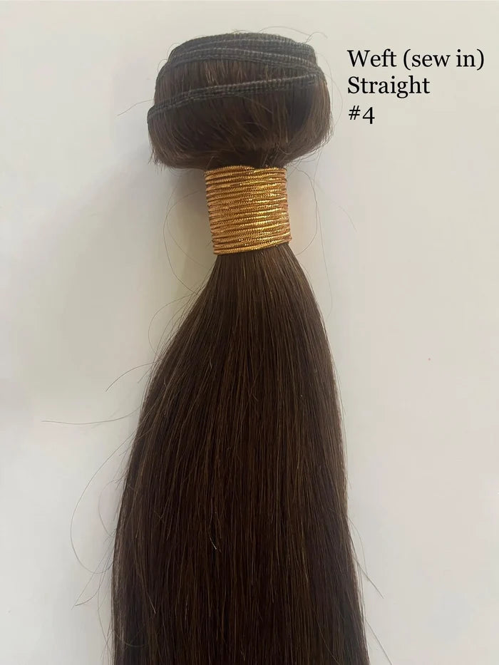 Dark Brown #4 Straight Weft Hair Extensions – 100% Remy Human Hair | 100g Bundle | 10’’–30’’ | Sew-In & DIY | Reusable