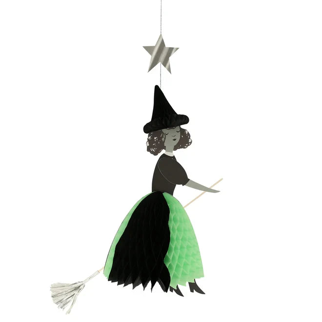 Meri Meri - Decorations - Flying Honeycomb Witch - Green