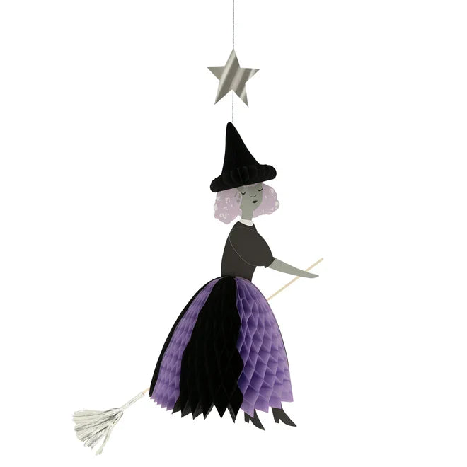 Meri Meri - Decorations - Flying Honeycomb Witch - Purple