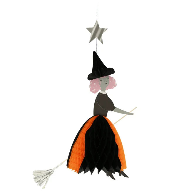Meri Meri - Decorations - Flying Honeycomb Witch - Orange
