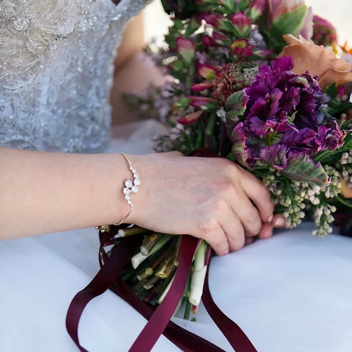 Wedding Jewelry - Cubic Zirconia Adjustable Bracelet - Available in Silver, Rose Gold and Yellow Gold
