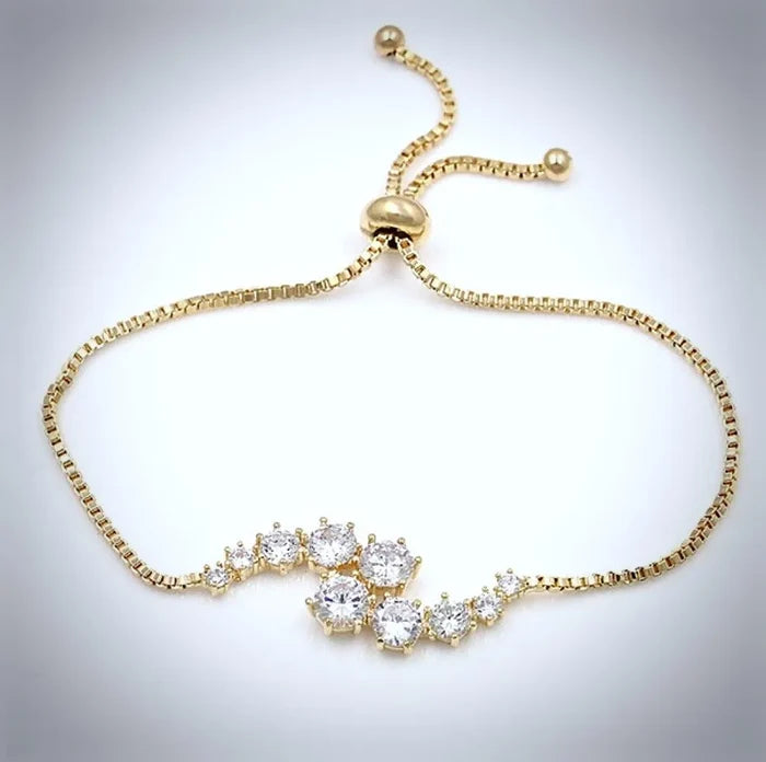 "Denise" - Cubic Zirconia Adjustable Bracelet - Available in Silver, Rose Gold and Yellow Gold