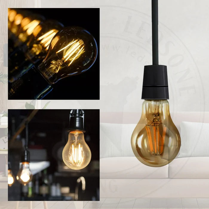 Dimmable led light filament Amber Warm white bulb_E27 A60 8W~4419