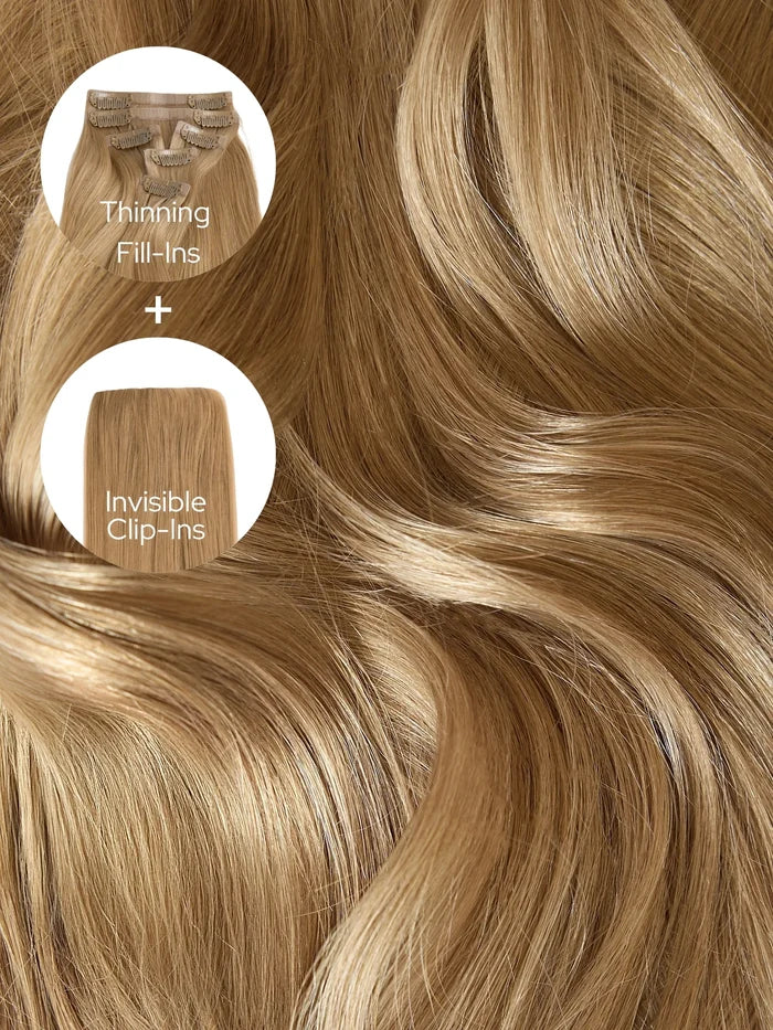 Dirty Blonde (9/19C) Thinning Hair and Invisible Clip-ins Bundle