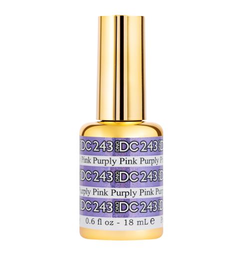 DND DC Mermaid Soak off Gel in holographic glitter - #243 Purply Pink