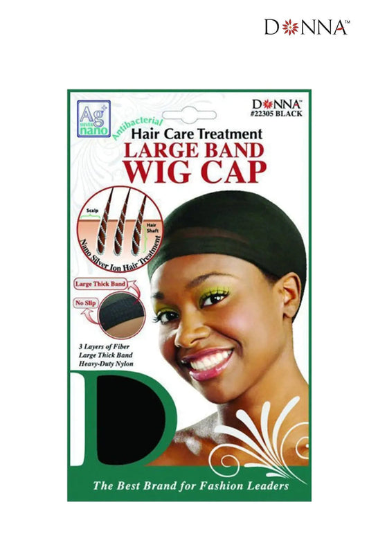 DONNA CAP ANTIBACTERIAL TREATMENT LARGE BAND WIG CAP BLACK #22305 - BSW BEAUTY CANADA