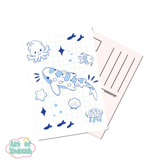 doodle shark postcard