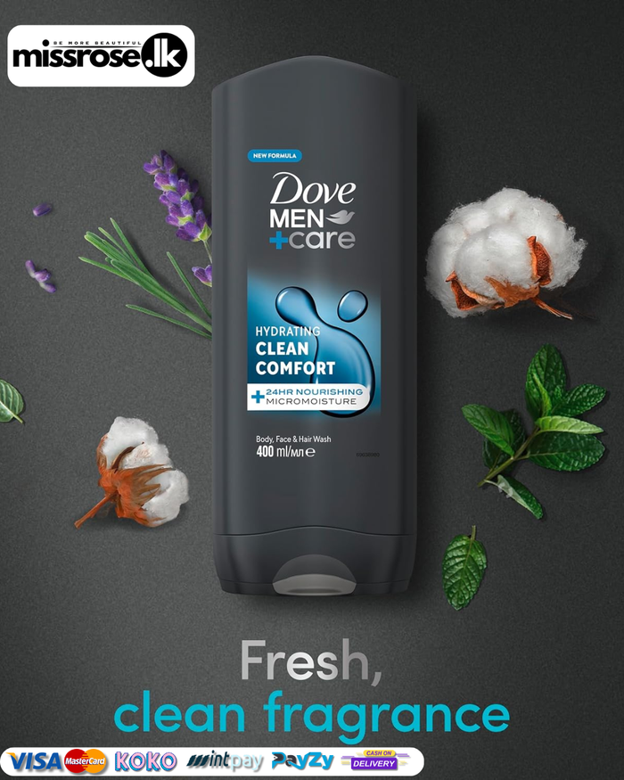 Dove Men+Care Hydrating Clean Comfort Men's 3-in-1 Hair, Face & Body Wash