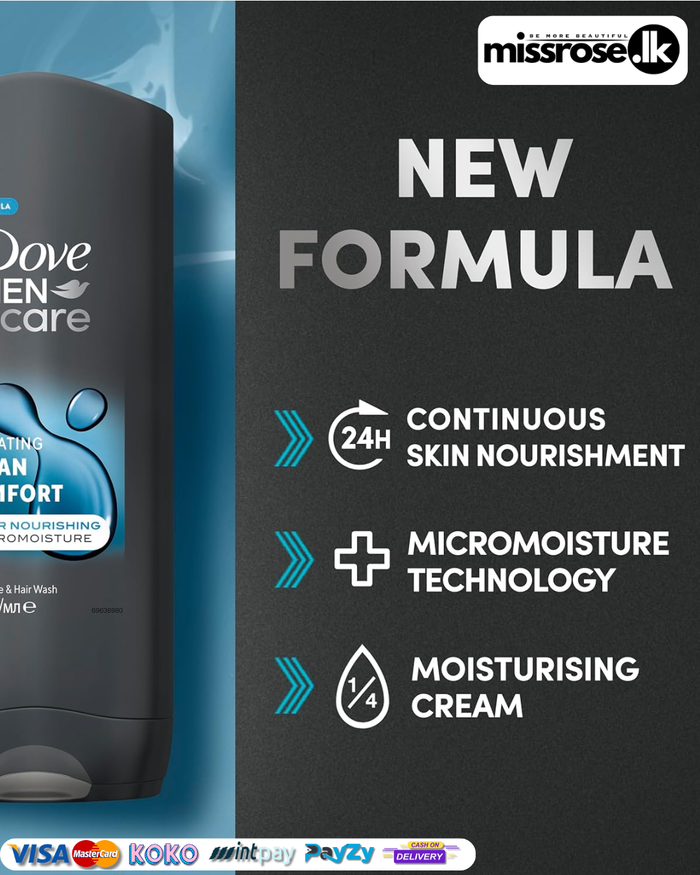 Dove Men+Care Hydrating Clean Comfort Men's 3-in-1 Hair, Face & Body Wash