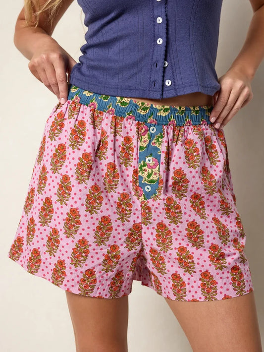 Dream On Cotton Boxer Shorts - Pink Polka Dot-view 1