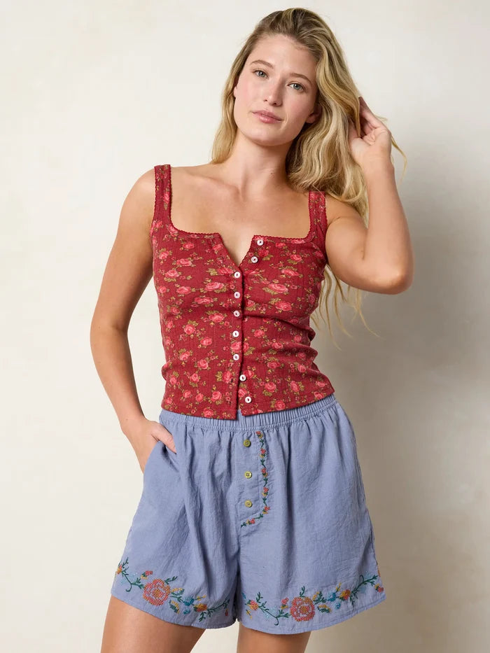 Dream On Embroidered Boxer Shorts - Blue-view 3