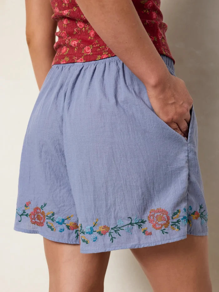 Dream On Embroidered Boxer Shorts - Blue-view 4