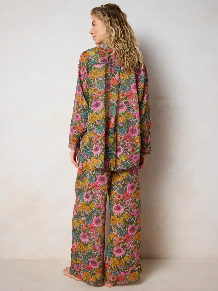 Dreamy Cotton Pajama Set - Drawn Garden Multi-view 4