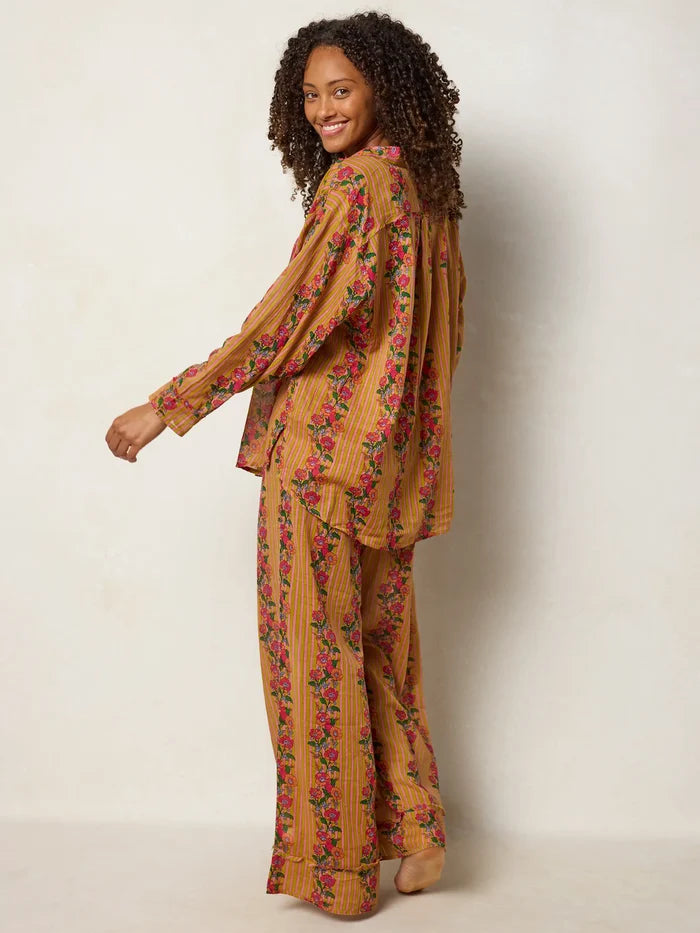 Dreamy Cotton Pajama Set - Indigo Vines-view 4