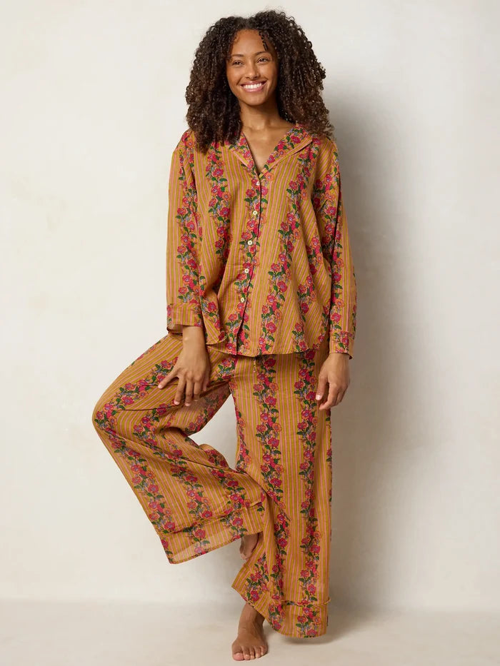 Dreamy Cotton Pajama Set - Indigo Vines-view 5