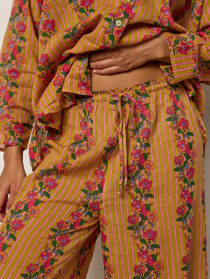 Dreamy Cotton Pajama Set - Indigo Vines-view 6