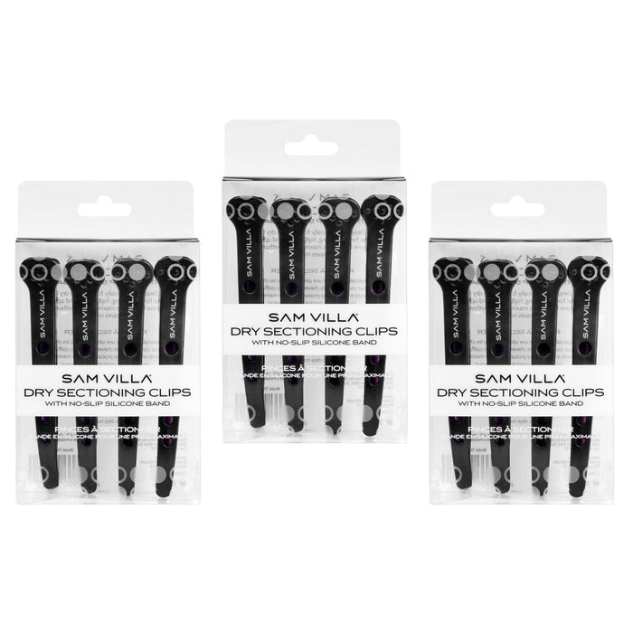 Sam Villa Dry Sectioning Clips, professional hair sectioning clips with silicone band for ultra-secure non-slip grip, no crease or marks, perfect for dry cutting, styling, and clean sectioning on all hair types including fine, coarse, and curly, essential salon-quality hair clips for stylists