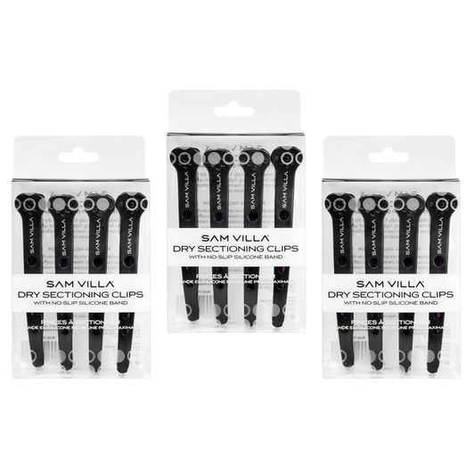 Sam Villa Dry Sectioning Clips, professional hair sectioning clips with silicone band for ultra-secure non-slip grip, no crease or marks, perfect for dry cutting, styling, and clean sectioning on all hair types including fine, coarse, and curly, essential salon-quality hair clips for stylists
