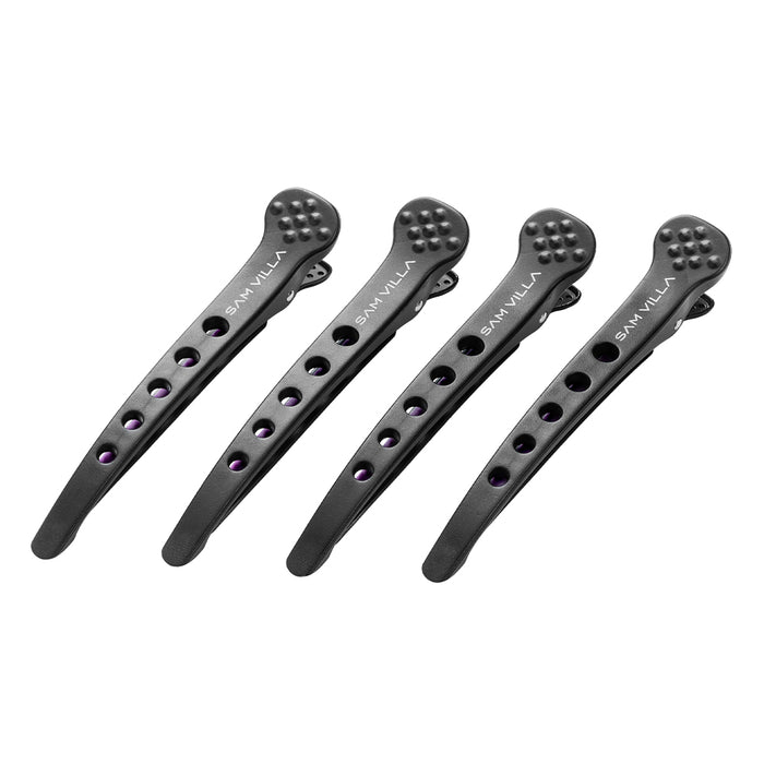 Sam Villa Dry Sectioning Clips, professional hair sectioning clips with silicone band for ultra-secure non-slip grip, no crease or marks, perfect for dry cutting, styling, and clean sectioning on all hair types including fine, coarse, and curly, essential salon-quality hair clips for stylists