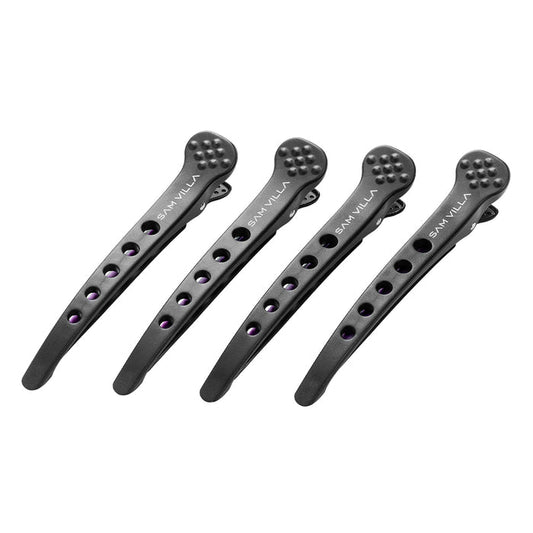 Sam Villa Dry Sectioning Clips, professional hair sectioning clips with silicone band for ultra-secure non-slip grip, no crease or marks, perfect for dry cutting, styling, and clean sectioning on all hair types including fine, coarse, and curly, essential salon-quality hair clips for stylists