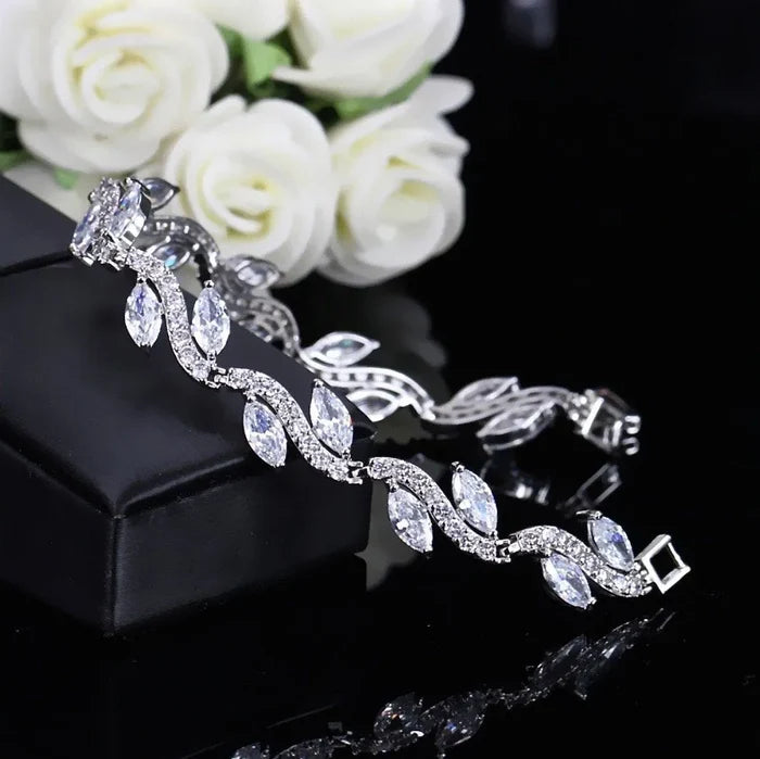 Wedding Jewelry - Cubic Zirconia Bridal Bracelet - Available in Silver, Rose Gold and Yellow Gold
