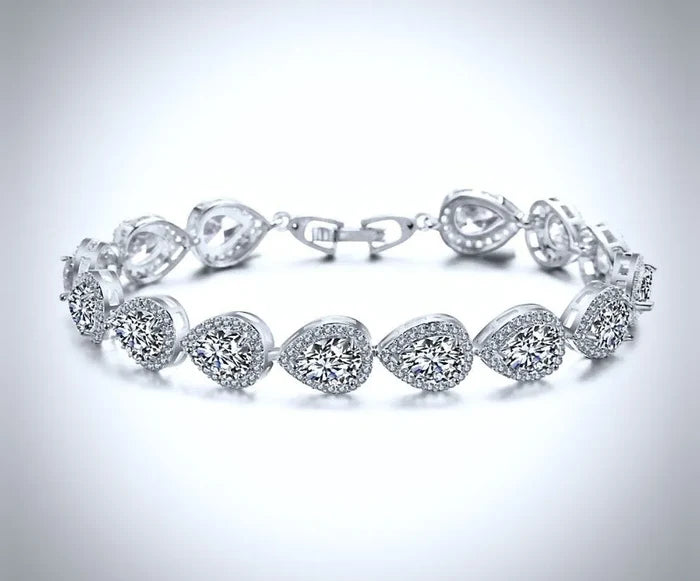 "Francesca" - Cubic Zirconia Bridal Bracelet - Available in Silver, Rose Gold and Yellow Gold
