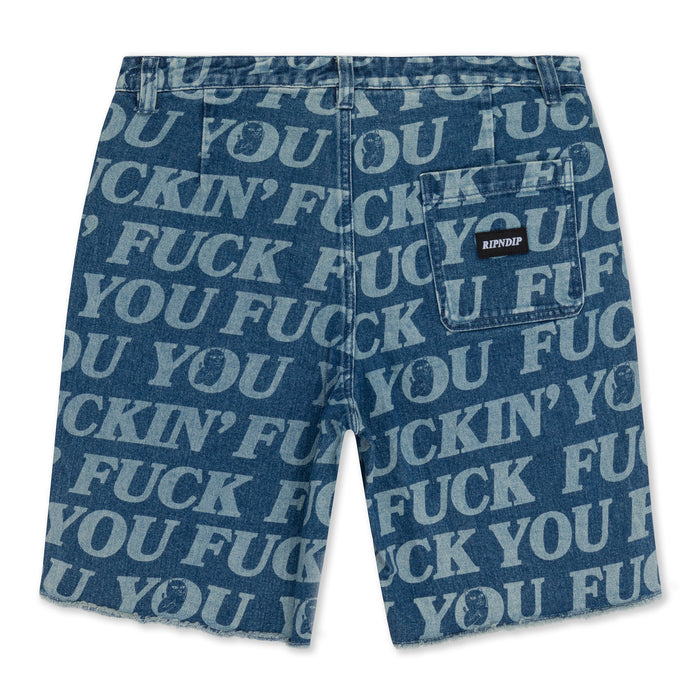 RIPNDIP Fuckin Fuck Denim Shorts (Medium Wash)