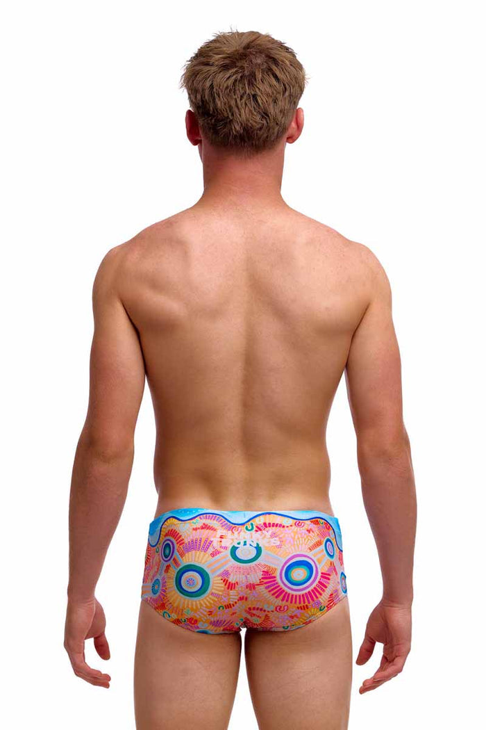 Funky Trunks Boys Kulin Colour Sidewinder Trunks in vibrant multi-color design, featuring bold patterns and a comfortable fit.